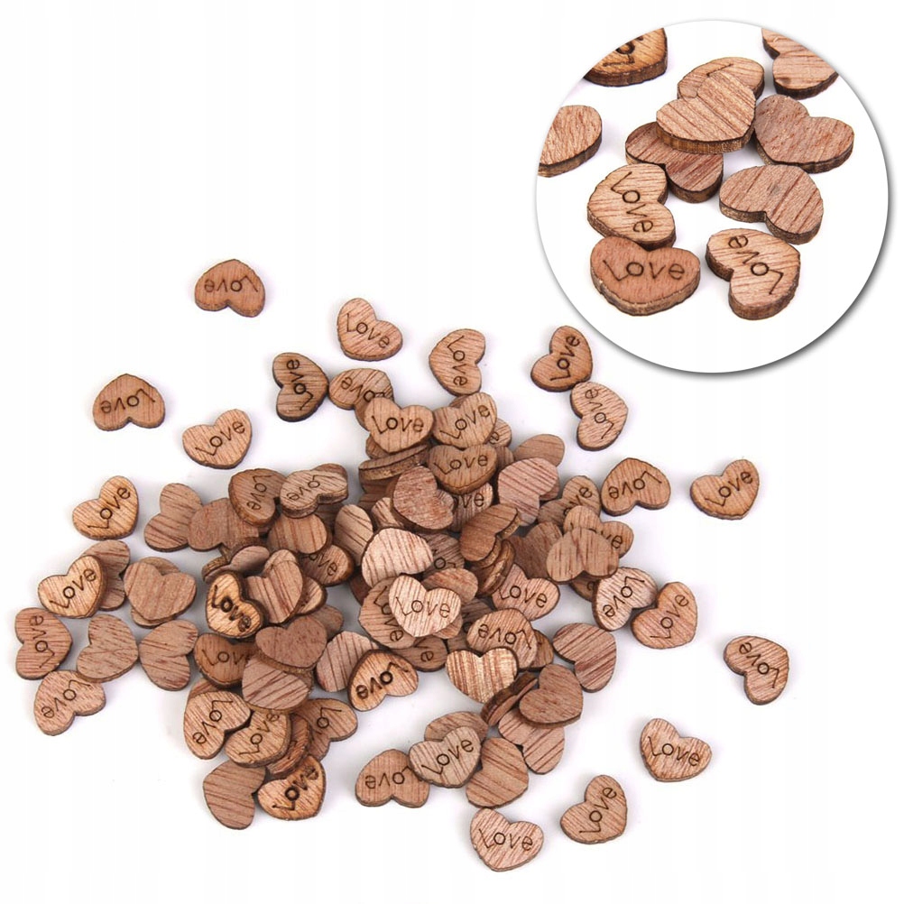 100 sztuk Drewniane Serca Zdobienia Scrapbooking