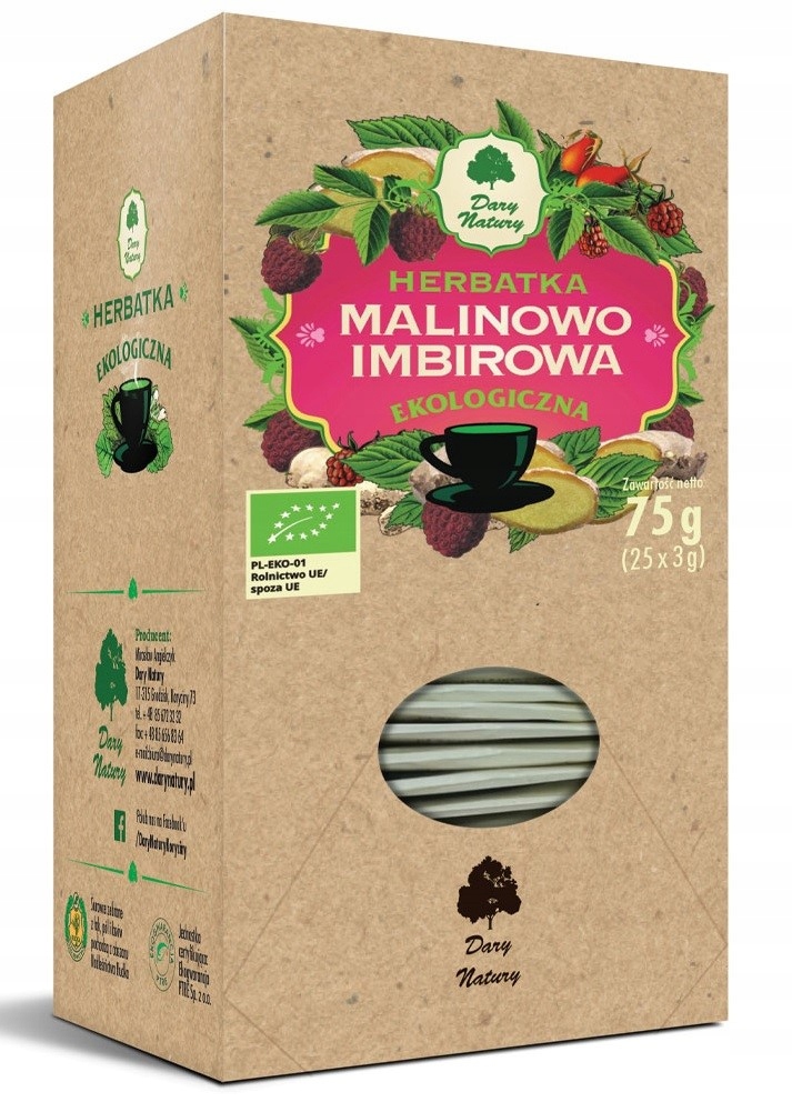 HERBATKA MALINOWO IMBIROWA BIO 75g DARY NATURY