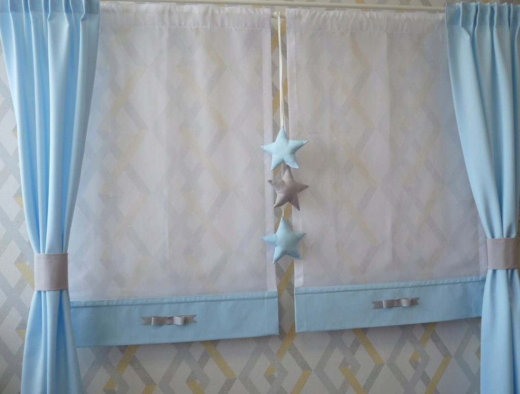 Panel roleta firana BŁĘKIT z kokardką do 100cm