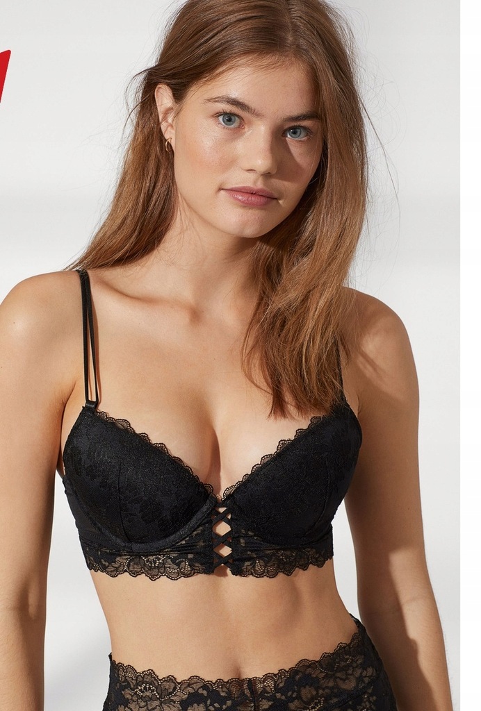 Biustonosz koronkowy push up H&M 70 B S705