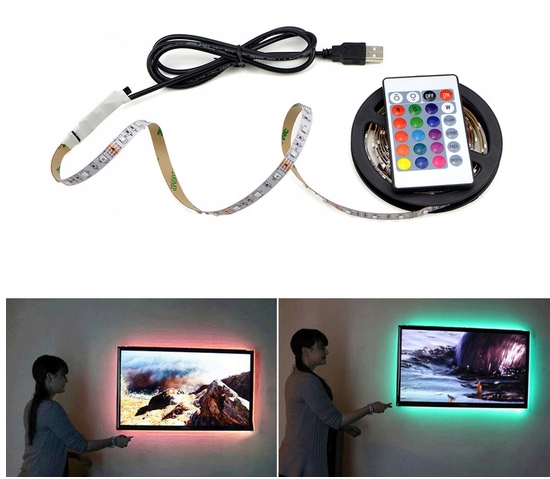 Купить Гибкая светодиодная лента RGB с USB-пультом дистанционного управления, 50 см: отзывы, фото, характеристики в интерне-магазине Aredi.ru