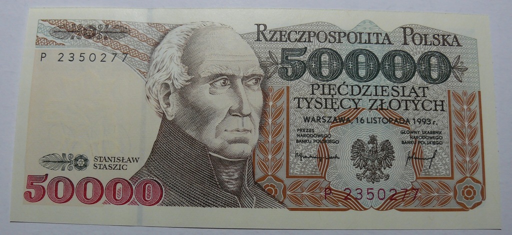 50000 zł 1993 S. STASZIC - ser. P - STAN BANKOWY