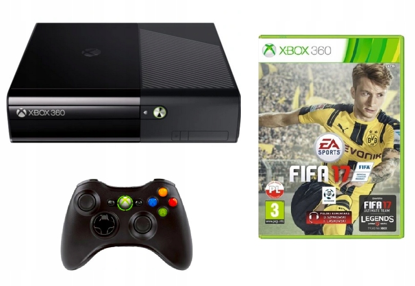 Konsola Xbox 360 E + 250gb + FIFA 17 PL + PAD