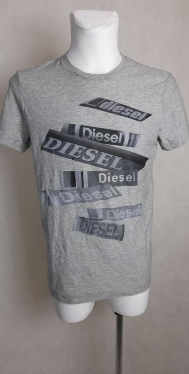 G0C312*DIESEL T-SHIRT SZARY Z NADRUKIEM 40 L D01