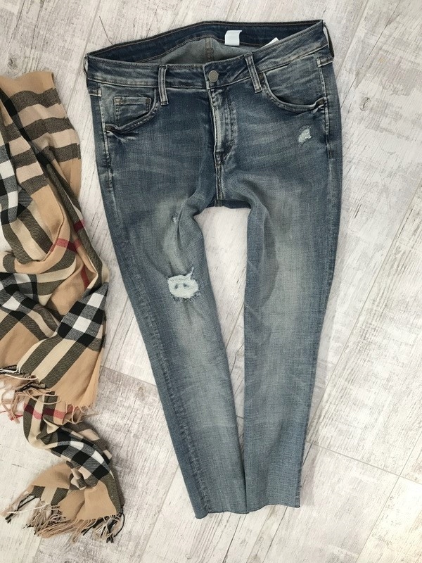 H&M dziury RURKI boyfriend spodnie jeans 30 38