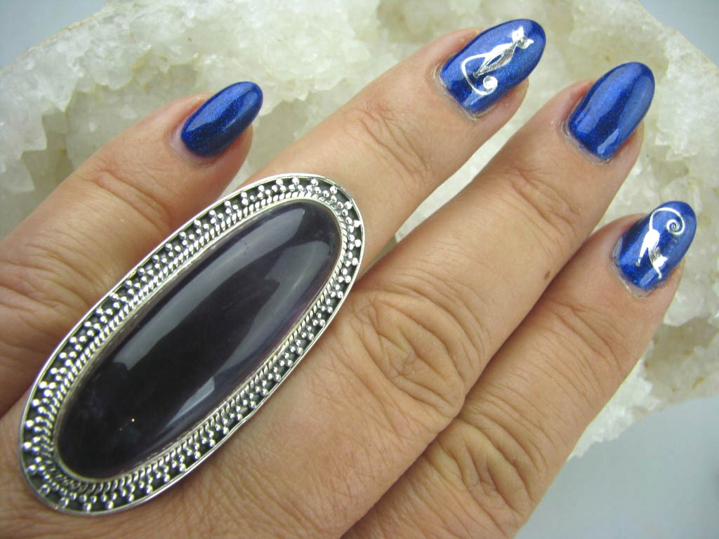 5881 GIGANT Duży rozmiar Pierścień Ametyst Srebro