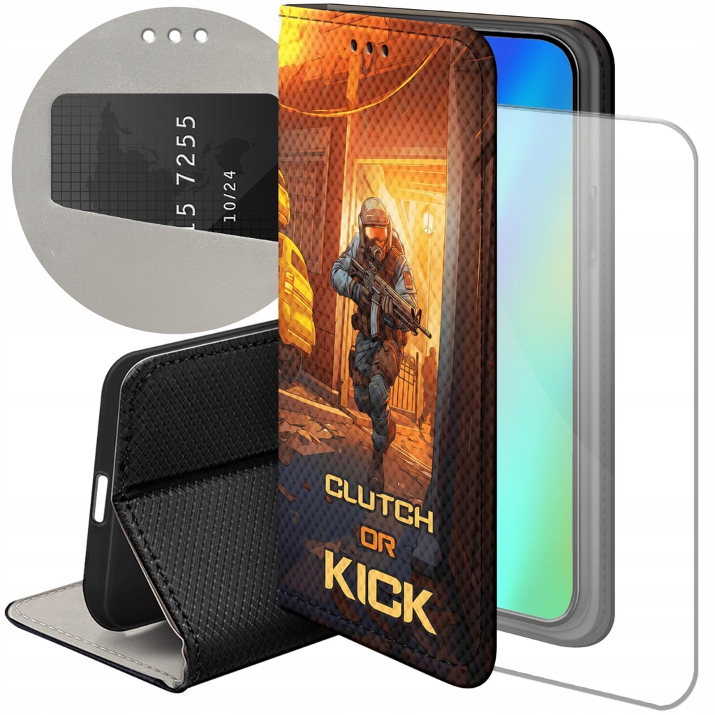 ETUI Z KLAPKĄ DO IPHONE 15 WZORY CS GO COUNTER-STRIKE FUTERAŁ POKROWIEC