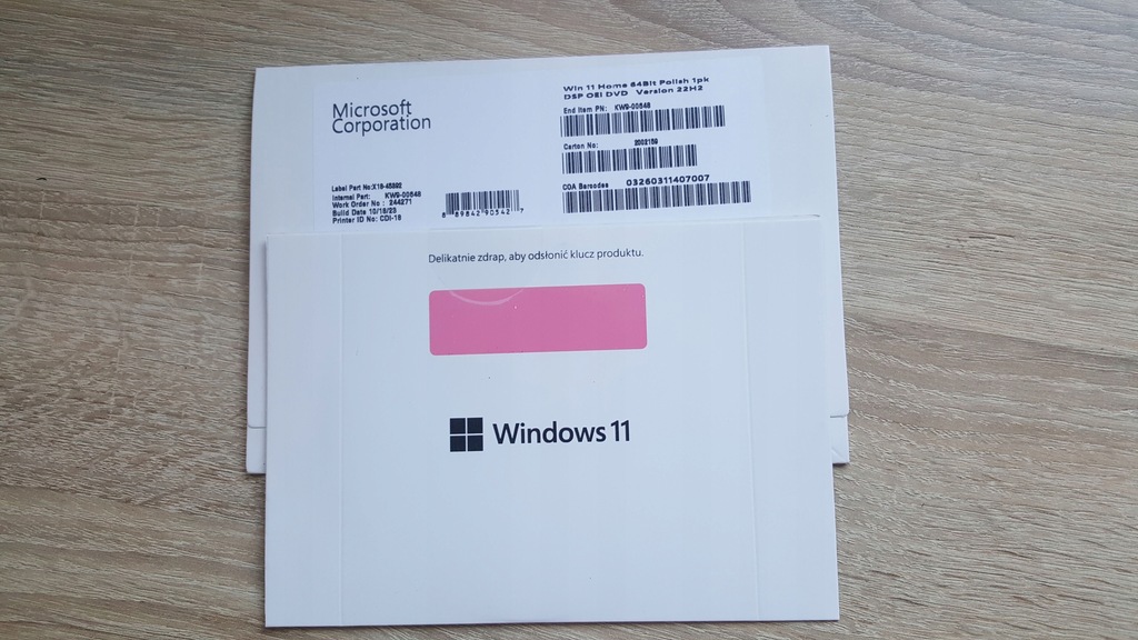 Płyta DVD z systemem Wiindows 11 Home PL