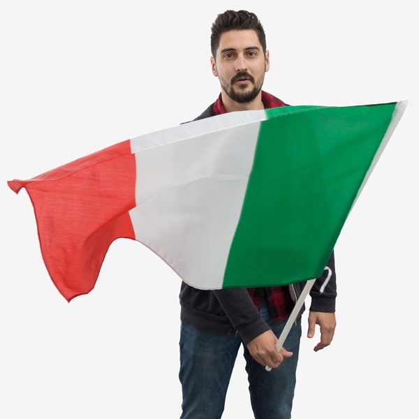 Flaga Włoch z Masztem (90 x 60 cm)