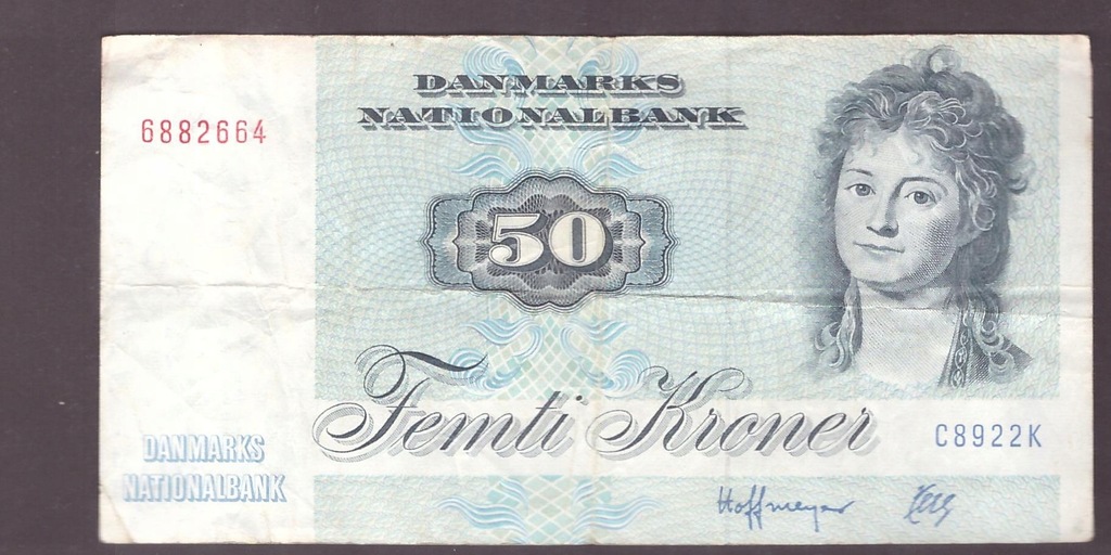 Dania - banknot - 50 Koron 1972 rok