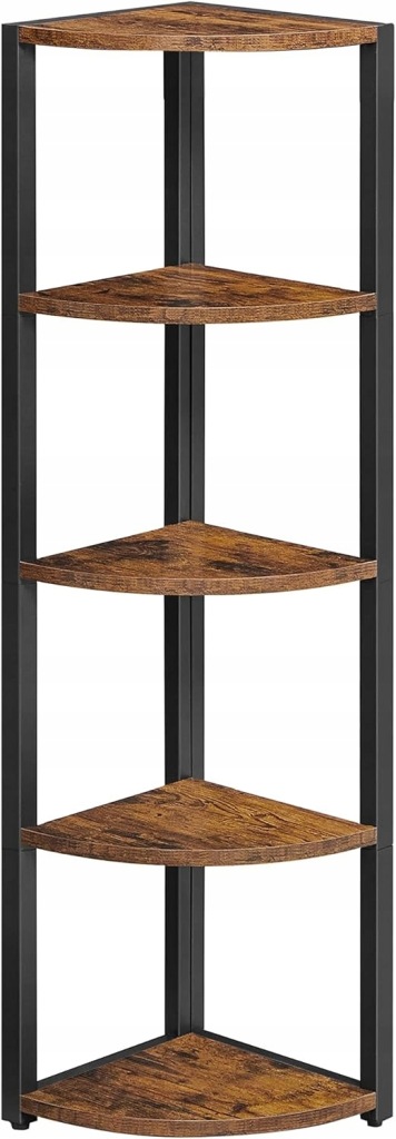 PÓŁKA SZAFKA STOJAK NAROŻNA 5-POZIOMOWA LOFT RUSTYKALNA BRĄZ CZARNY