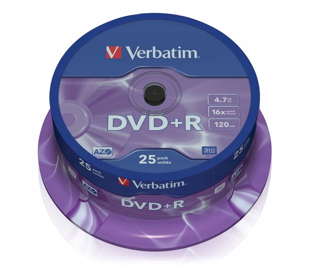 Płyty DVD+R Verbatim 4,7 GB 16x (AZO) CAKE 25 szt.