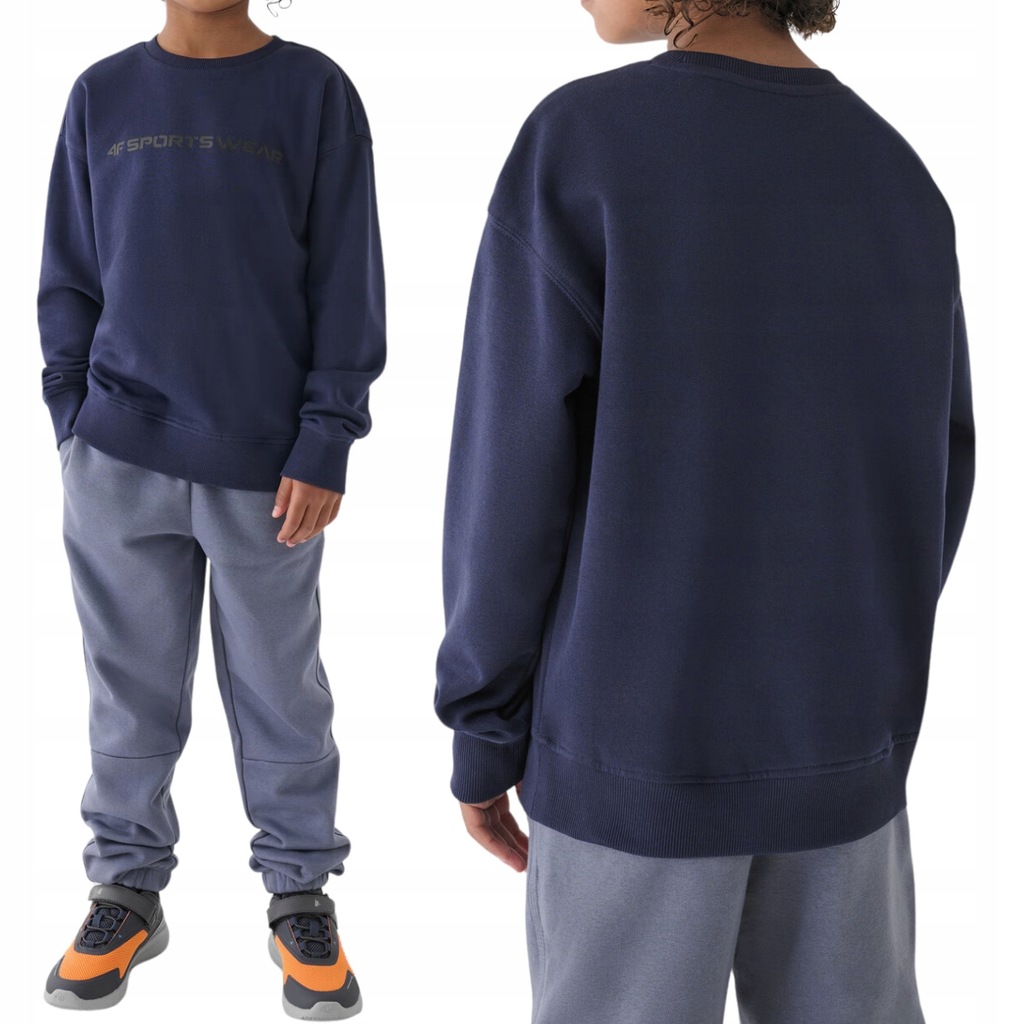Bluza 4F Chłopięca Dziecięca Dresowa Wkładana Sportowa Granatowa r. 140 cm