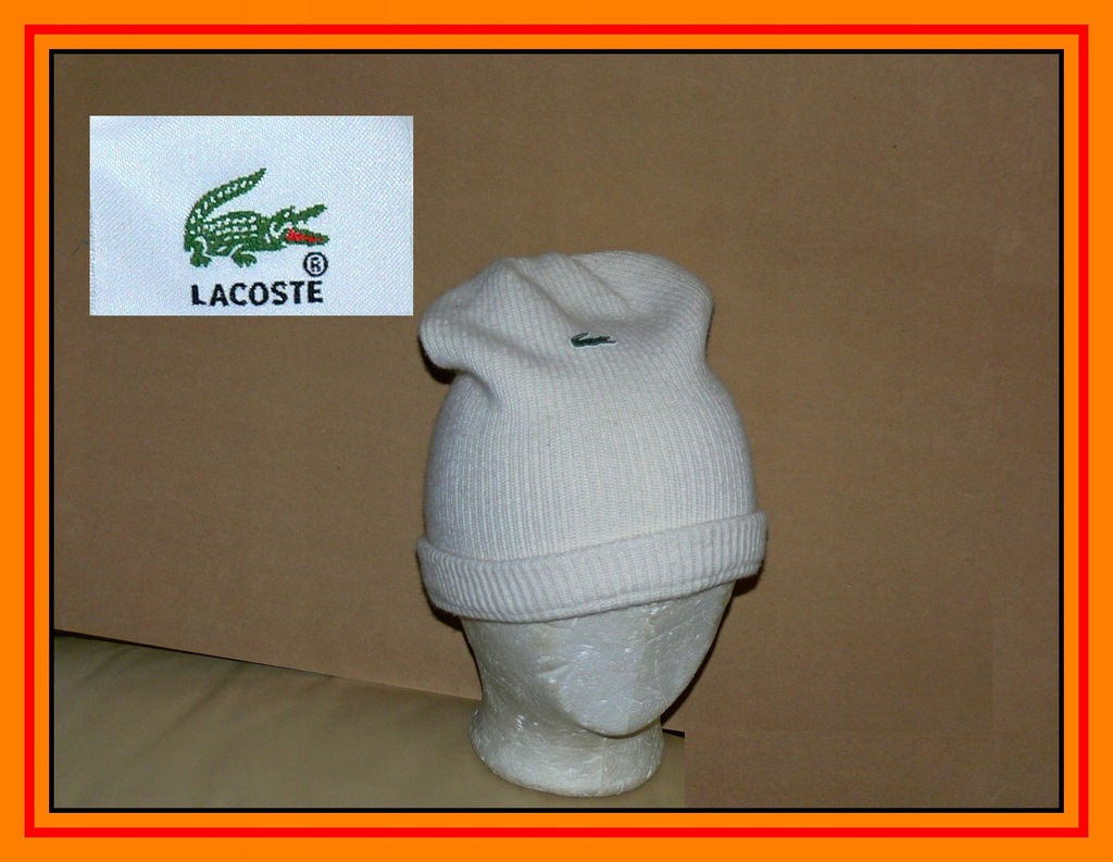 beanie czapka = LACOSTE = One Size WEŁNA +