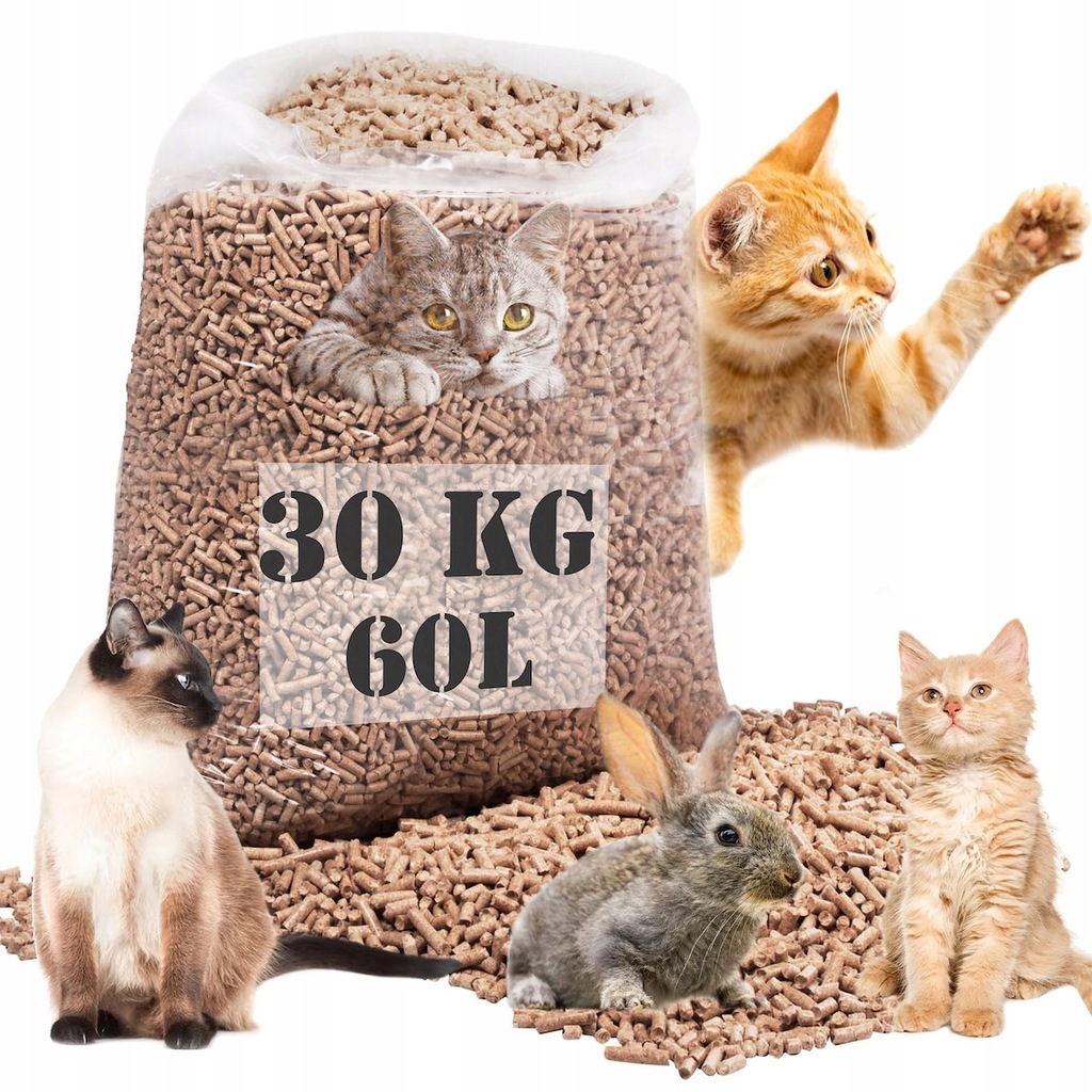 PELLET ŻWIREK DREWNIANY 30KG DLA CHOMIKÓW KRÓLIKÓW KRÓLIKA KOTA ŚWINKI