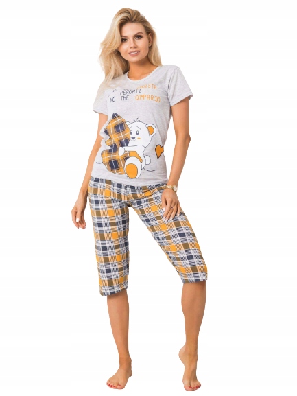 Szara bawełniana piżama do spania Miś M,L,XL,2XL