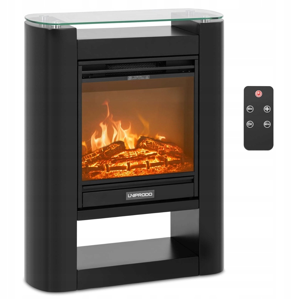 Kominek do zabudowy z funkcją grzewczą elektryczny Uniprodo czarny 1800 W