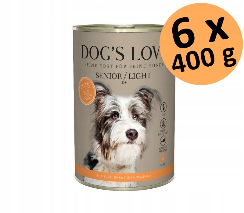 DOG'S LOVE SENIOR LIGHT 6 x 400 g - indyk