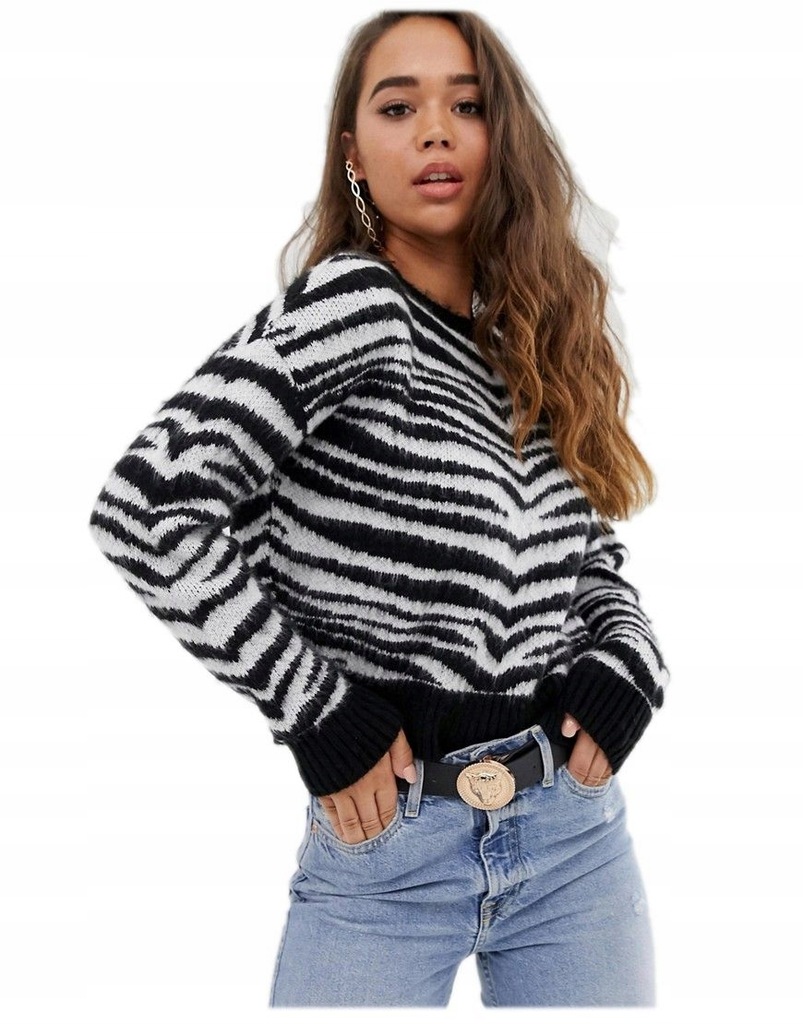 sweter ZEBRA czarno-biały KLASYCZNY XS 34