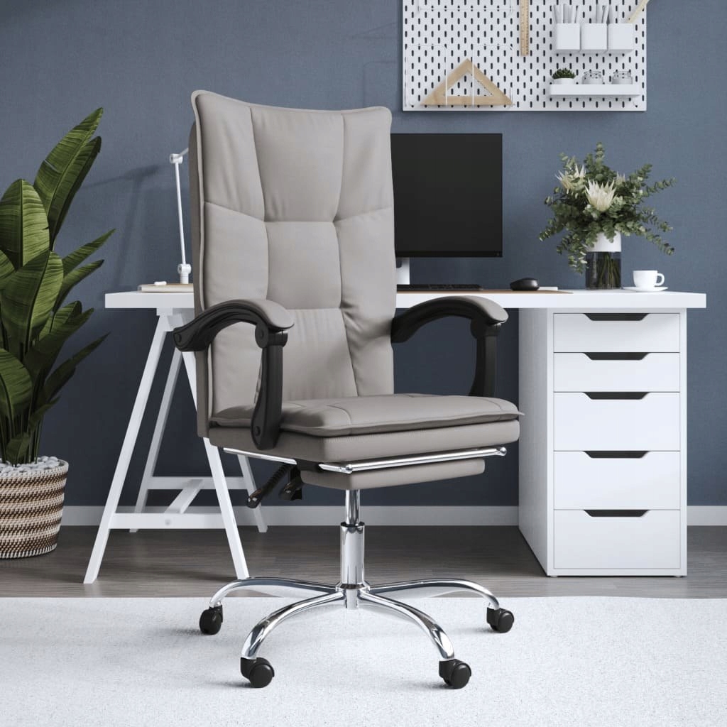 VidaXL Rozkładany fotel biurowy, kolor taupe, obit