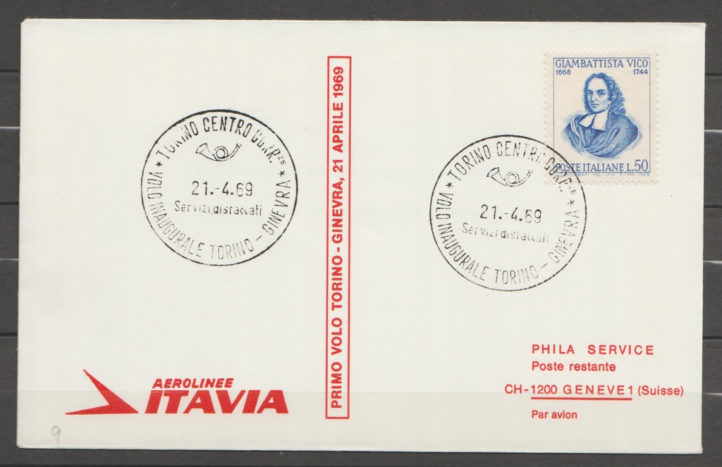 WŁOCHY-1969r FDC- AEROLINIE.