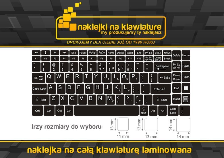 LAMINOWANE naklejki na całą klawiature - QWERTY PL