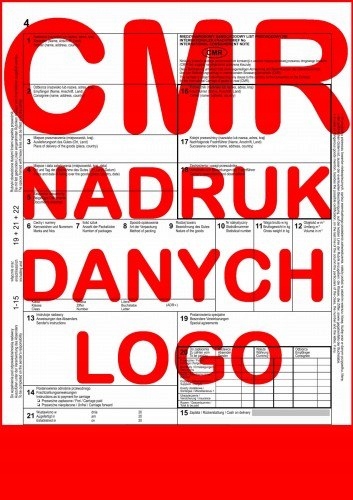 CMR z nadrukiem danych 100 kartek - 50 sztuk