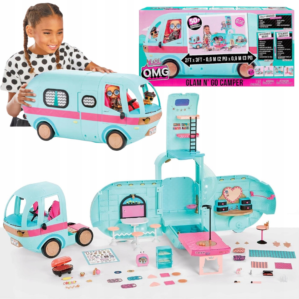 LOL SUPRISE MODOWY KAMPER GLAMPER GLAM N' GO 4W1 AUTO BASEN AKCESORIA