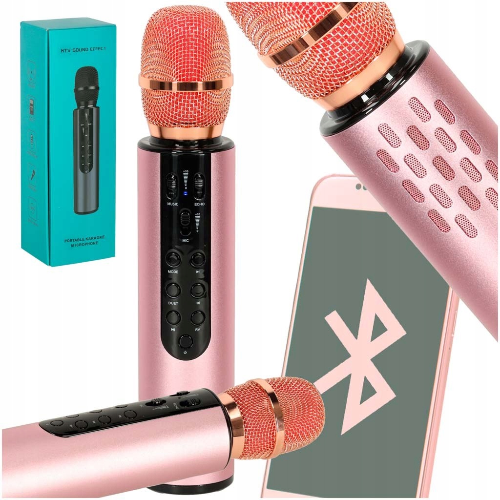 Mikrofon bezprzewodowy karaoke dla dzieci głośnik Bluetooth 2000mAh karta S