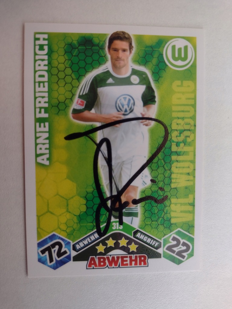 Karta topps autograf Bundesliga Wolfsburg Arne Friedrich