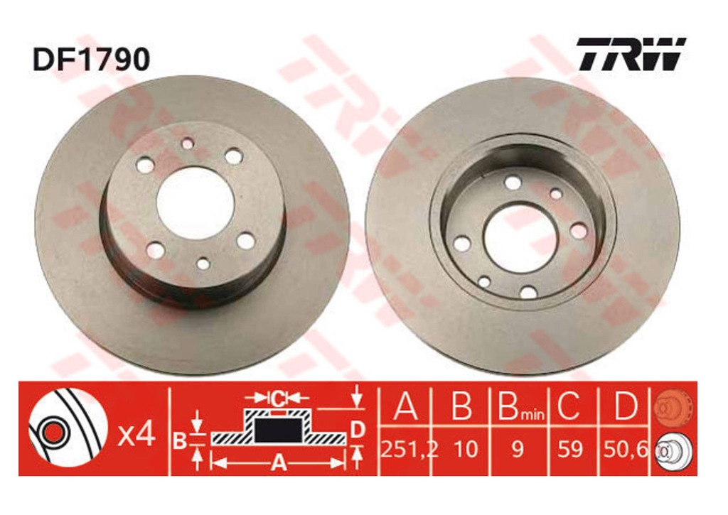 TRW TARCZE HAMULCOWE TYŁ FIAT STILO LANCIA DELTA 3