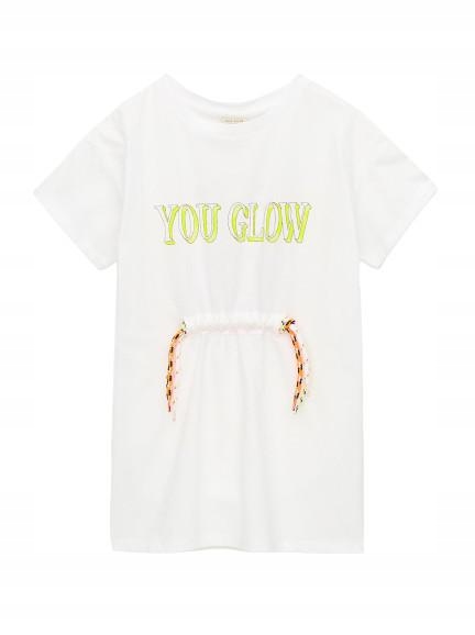 23H022 ZARA KIDS__XXZ DŁUGI T-SHIRT ŚCIĄGACZ__164