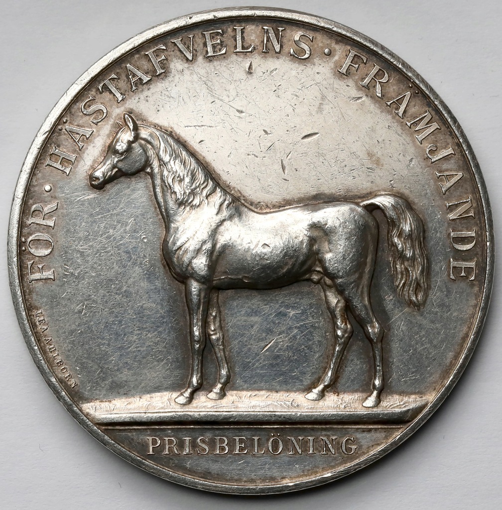 2166. Szwecja SREBRO medal nagrodowy za konia