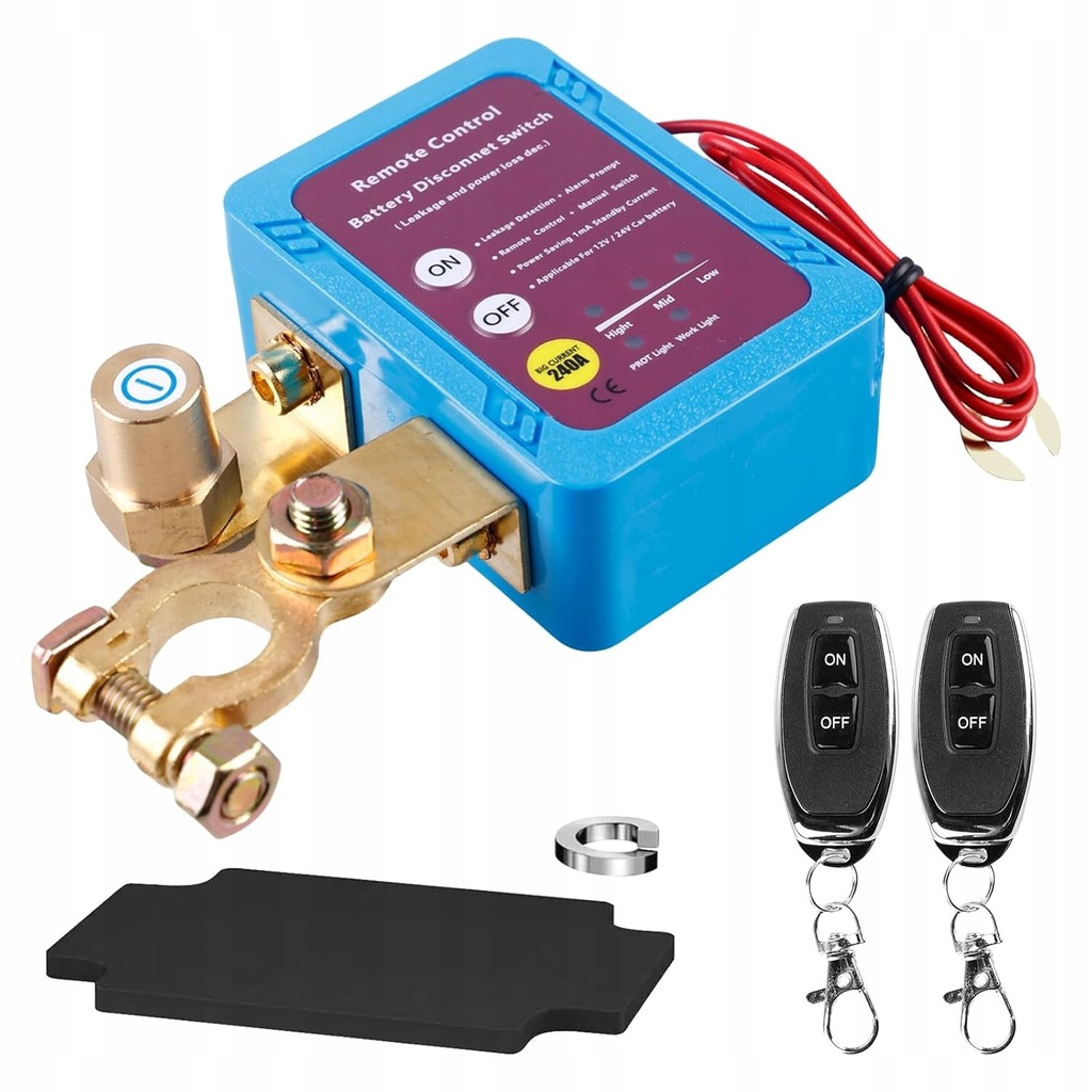 ZDALNY AUTOMATYCZNY WYŁĄCZNIK ODŁĄCZNIK AKUMULATORA 12V 240A 2X PILOT CE