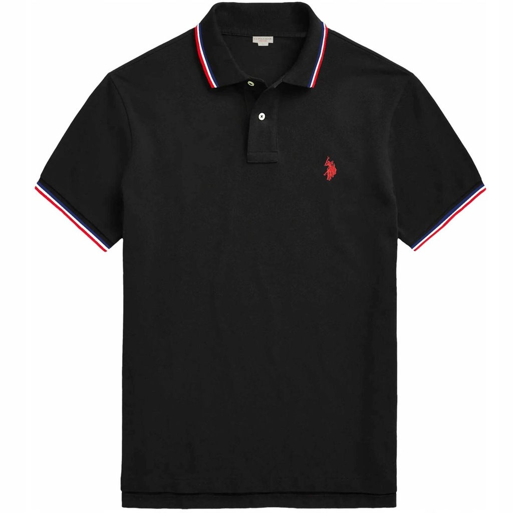 U.S. POLO ASSN. T-SHIRT POLÓWKA KOSZULKA CZARNA