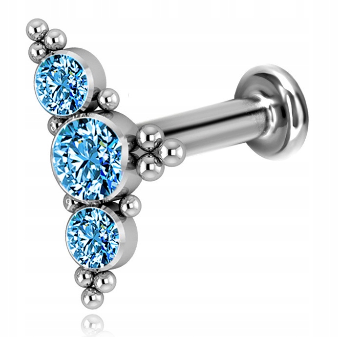 LABRET KOLCZYK NIEBIESKI HELIX TYTAN G23 1,2/8