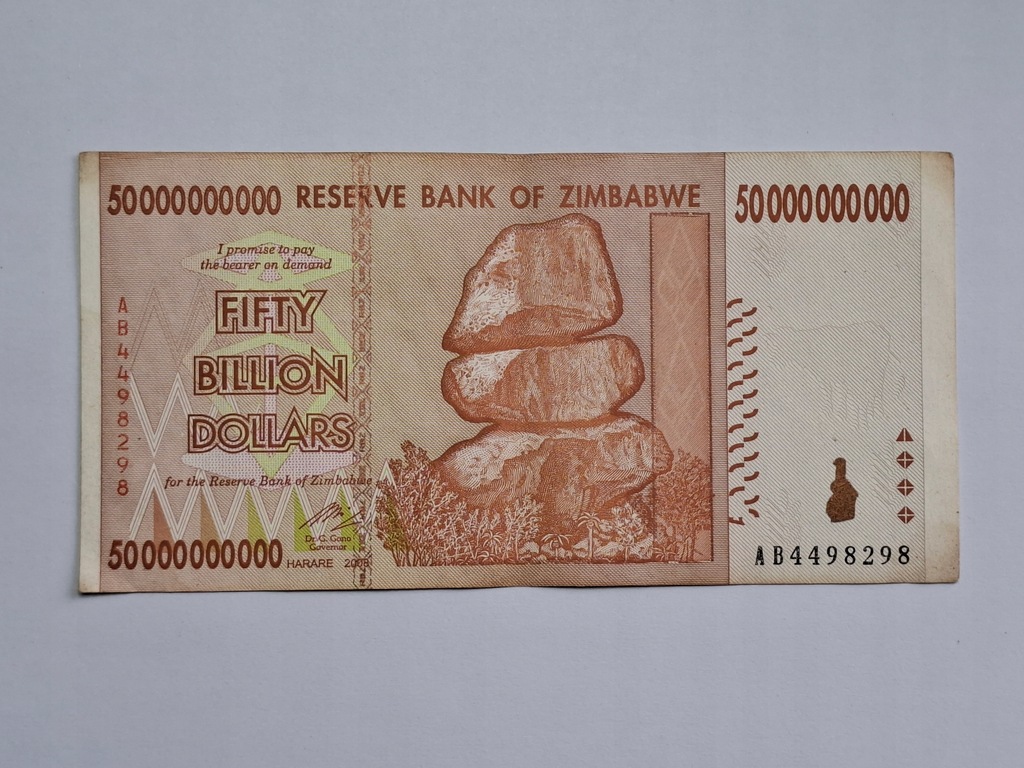 Zimbabwe 50 bilionów dolarów 2008 rok -NrB0721