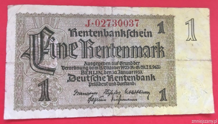 Niemcy  1 marka z 1937r.- seria J - dla WOŚP