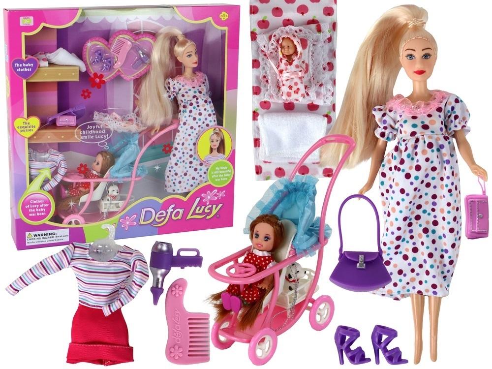 LALKA LUCY W CIĄŻY + AKCESORIA XXL -