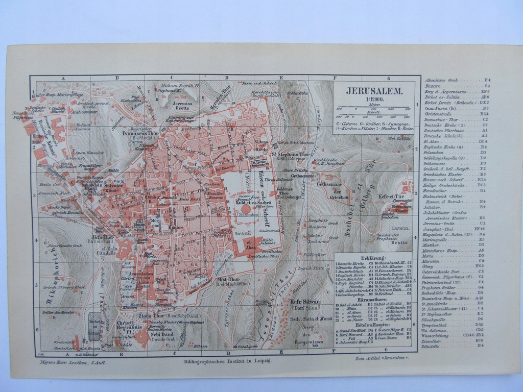 AZJA JEROZOLIMA IZRAEL plan miasta 1897 r.