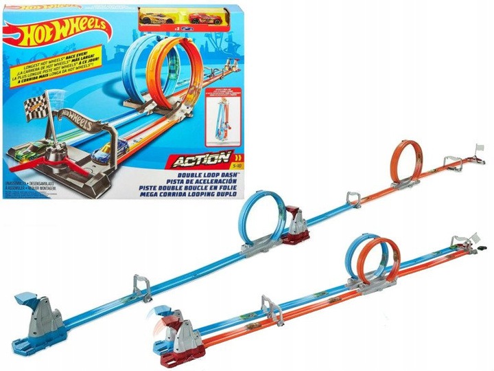 HOT WHEELS PODWÓJNY TOR pętla 3 METRY + 2 AUTKA