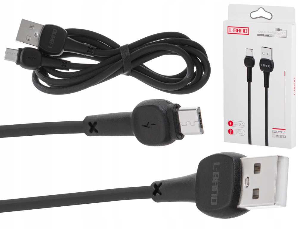 L-BRNO Kabel USB - micro USB ładowarka Quick Charge szybkie ładowanie czarn