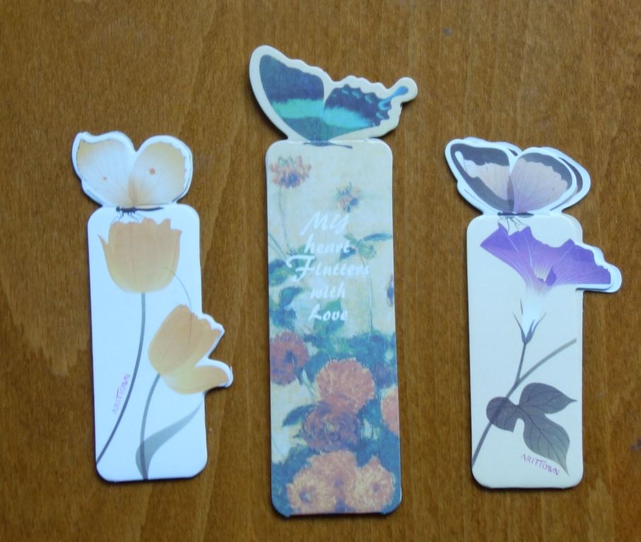 3 ozdobne papierowe zakładki motyl i kwiat