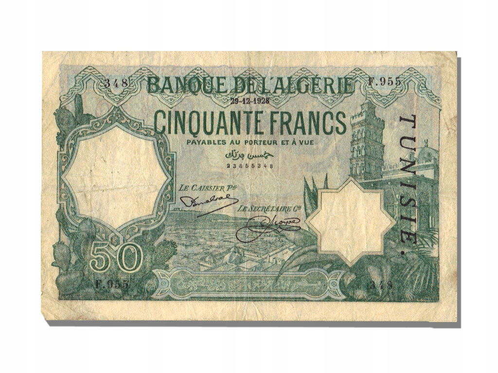 Banknot, Tunisia, 50 Francs, 1928, 1928-12-29, VF(
