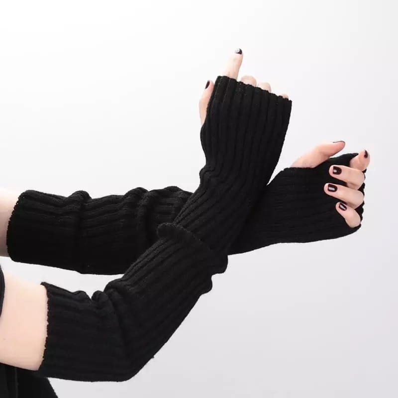 Купить Перчатки без пальцев, длинные варежки в черную полоску.: отзывы, фото, характеристики в интерне-магазине Aredi.ru