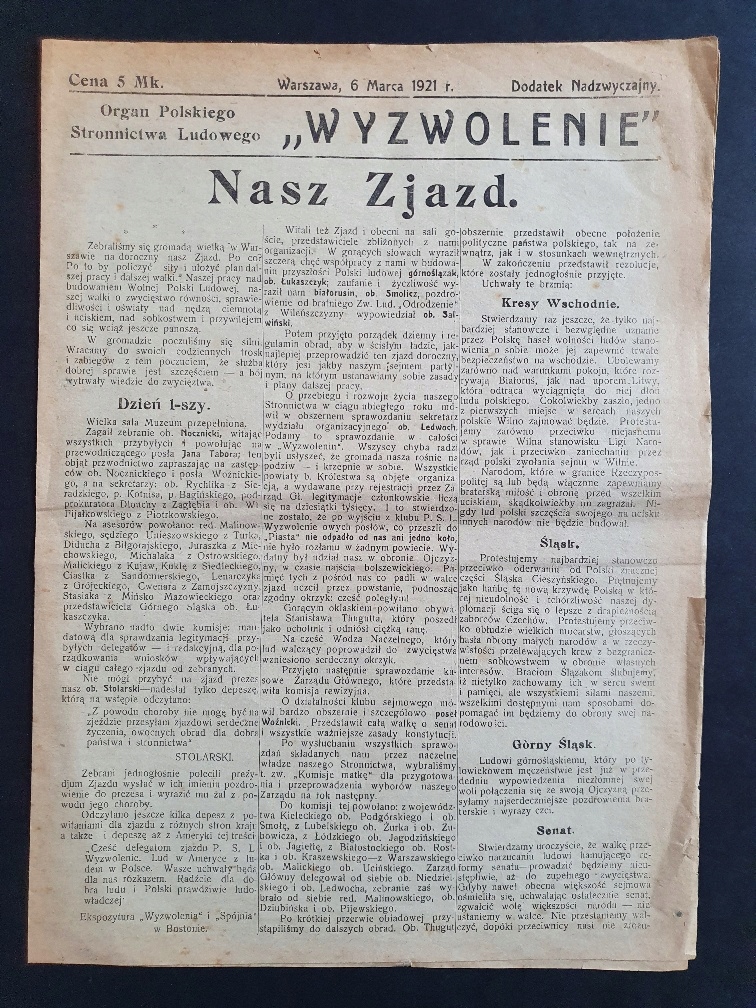 PSL Wyzwolenie Zjazd Warszawa 1921 r