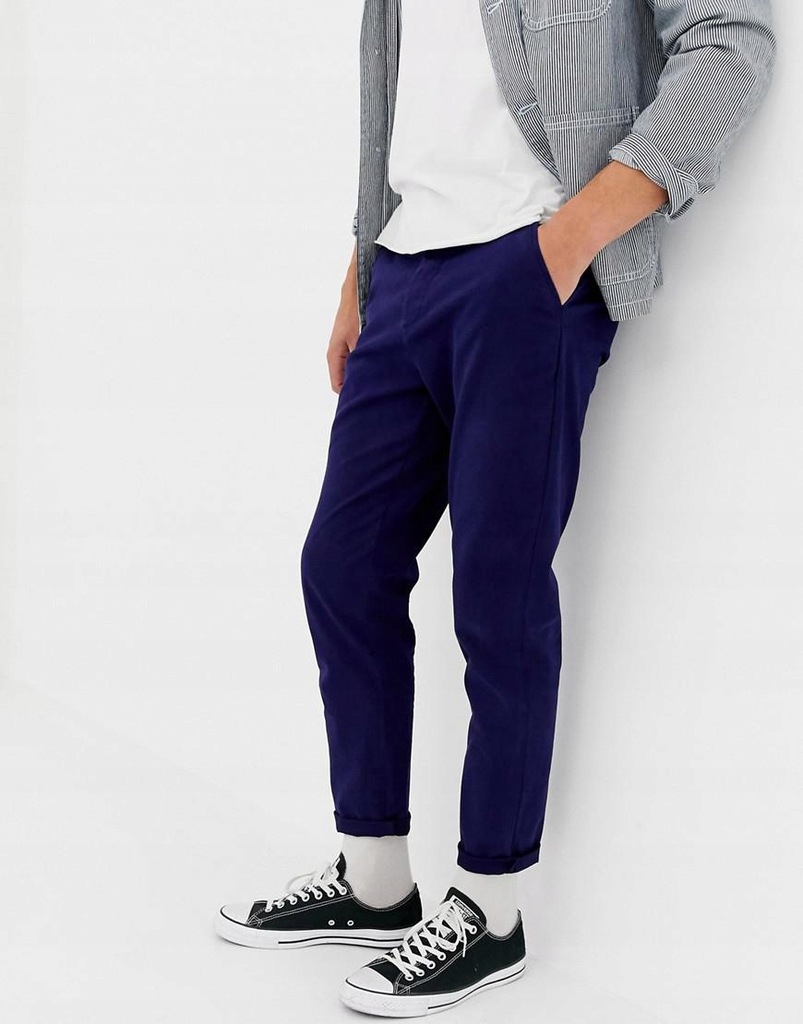 ASOS DESIGN__XDI GRANATOWE SPODNIE CHINOS__26/32