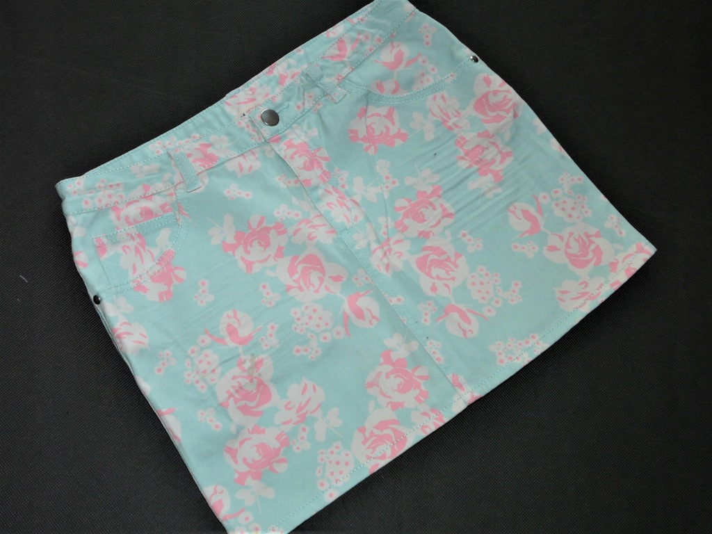 H&M miętowa jeansowa spódniczka kwiaty 14 l