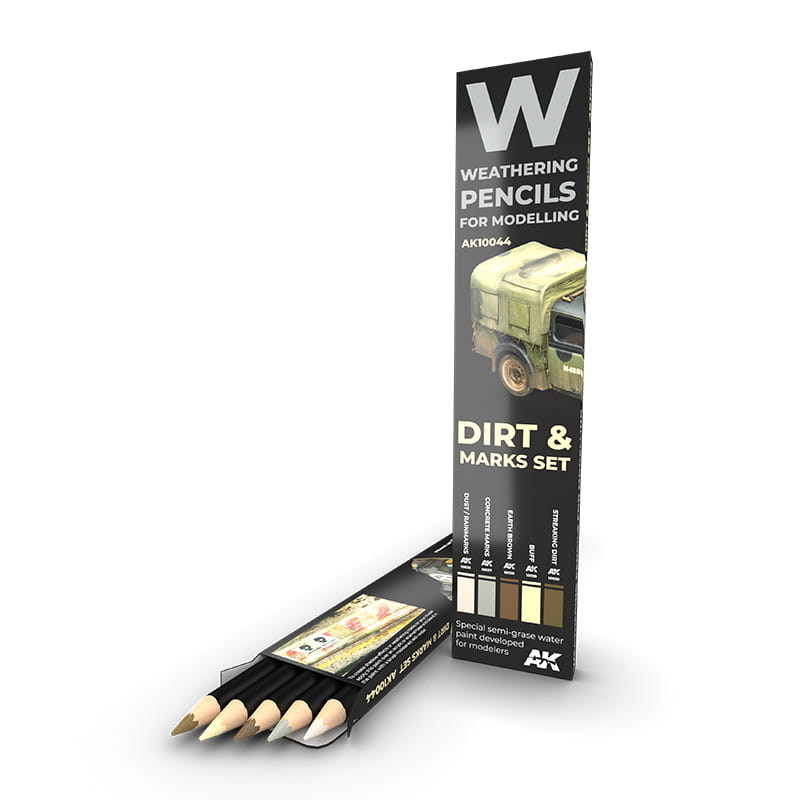 AK INTERACTIVE 10044 Weathering Pencils SET - DIRT & Marks set