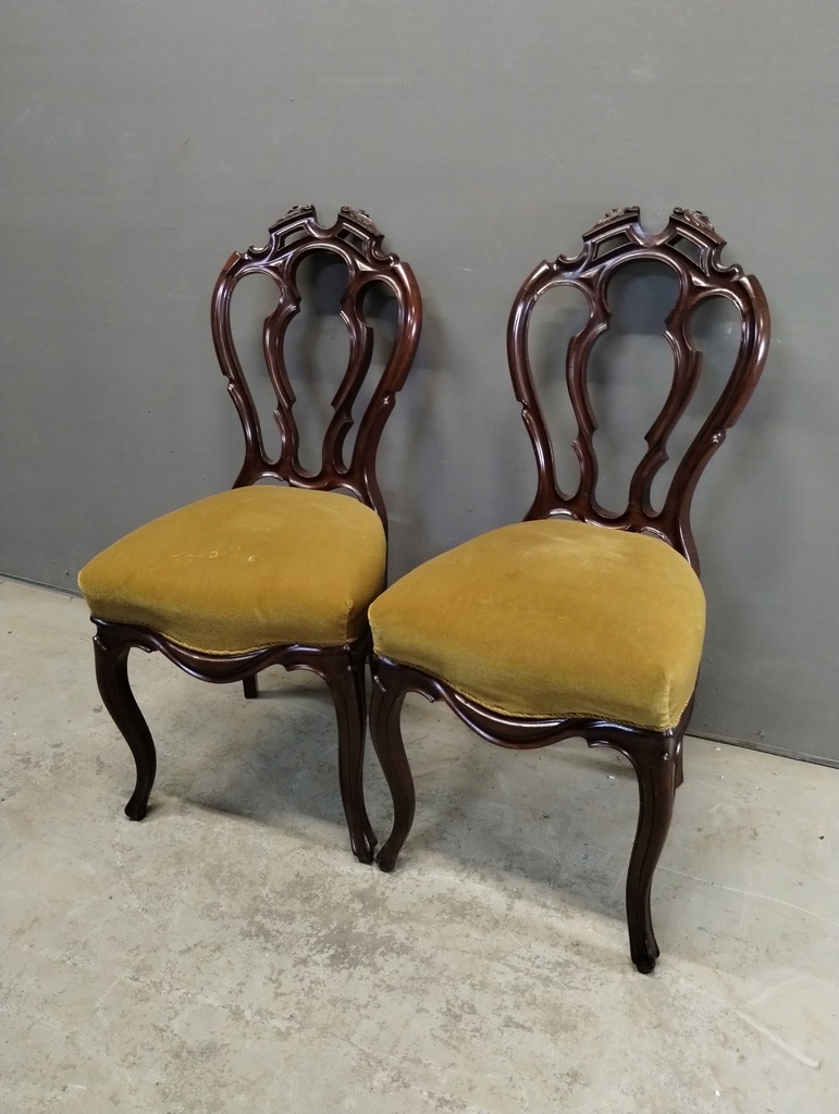 Para ażurowych krzeseł z XIXw ludwik filip mahoń